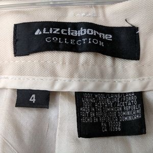 Liz Claiborne Collection 100% Wool Pleated Trouser